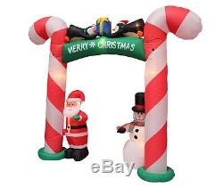 Christmas Air Blown Inflatable Candy Cane Archway Banner Santa Snowman Penguins