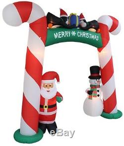 Christmas Air Blown Inflatable Candy Cane Archway Banner Santa Snowman Penguins