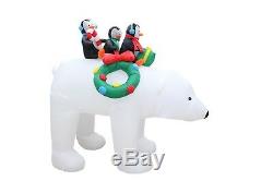 Christmas Air Blown LED Inflatable Yard Art Decoration Polar Bear Penguin Wreath