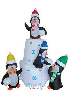 Christmas Air Blown Lighted Inflatable Yard Decoration Penguin Family Play Snow