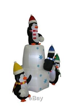 Christmas Air Blown Lighted Inflatable Yard Decoration Penguin Family Play Snow