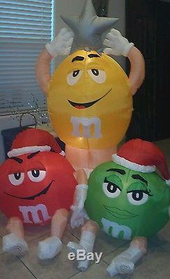 Christmas Airblown Inflatable Blow up Gemmy M&M tree trio RARE Holiday M and M