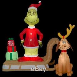 Christmas Airblown Inflatable Grinch & Max Sled Scene Xmas Decor NEW for 2019