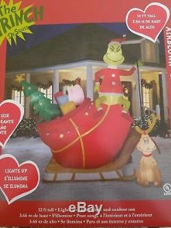 Christmas Airblown Inflatable Grinch Max Sleigh 12 ft tall