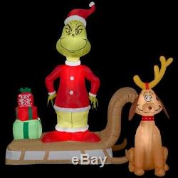 Christmas Airblown Inflatable LED Lighting Inflatable Grinch Max Sled Xmas Decor