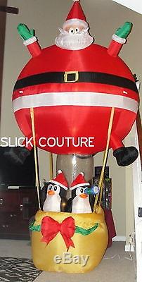 Christmas Airblown Inflatable Santa Hot Air Balloon Penguins Tinsel 11.7 FT TALL