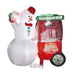 Christmas Animated Inflatable Snowman With Popcorn Machine