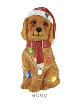 Christmas Blow Mold 30 Brown Golden Doodle Dog With Led Lights Holiday Time