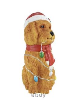 Christmas Blow Mold 30 Brown Golden Doodle Dog With Led Lights Holiday Time