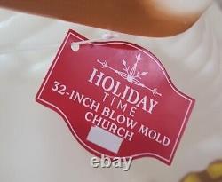 Christmas Blow Mold Church Chapel Light Up Holiday Time Decoration 32 New