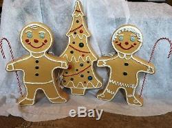 Christmas Blow Mold Gingerbread Figure Boy Girl Tree Painted Vintage Style Light