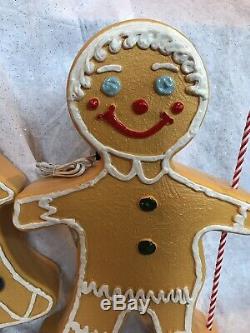Christmas Blow Mold Gingerbread Figure Boy Girl Tree Painted Vintage Style Light