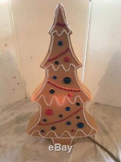 Christmas Blow Mold Gingerbread Figure Boy Girl Tree Painted Vintage Style Light