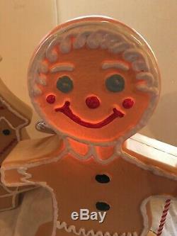 Christmas Blow Mold Gingerbread Figure Boy Girl Tree Painted Vintage Style Light