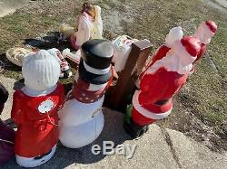 Christmas Blow Mold Outdoor Light Up Yard Decorations Huge lot Snowman Indiana