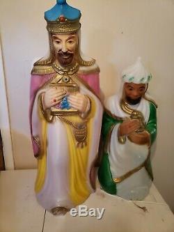 Christmas Blow Mold Plastic Nativity Wise Men-Set Of 3-Empire-VTG-With Cords