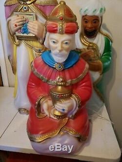 Christmas Blow Mold Plastic Nativity Wise Men-Set Of 3-Empire-VTG-With Cords