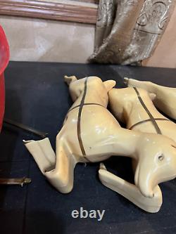 Christmas Blow Mold Santa Sleigh Reindeers 1960s or 1950s