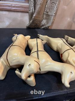 Christmas Blow Mold Santa Sleigh Reindeers 1960s or 1950s