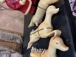 Christmas Blow Mold Santa Sleigh Reindeers 1960s or 1950s