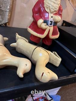 Christmas Blow Mold Santa Sleigh Reindeers 1960s or 1950s