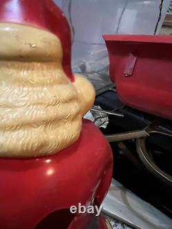 Christmas Blow Mold Santa Sleigh Reindeers 1960s or 1950s