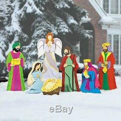 Christmas Decorations Nativity Scene Yard Stakes 7pc Set Outdoor Decor New
