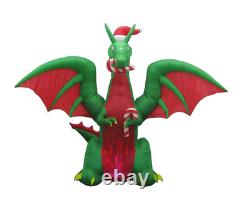 Christmas Dragon 9 Foot LED lit & Animated Holiday Inflatable Fast Shipping
