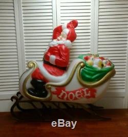 Christmas- Empire Santa & Sleigh-Blow Mold- (App. 38 Htx41) -With Cord & Runners