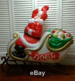 Christmas- Empire Santa & Sleigh-Blow Mold- (App. 38 Htx41) -With Cord & Runners