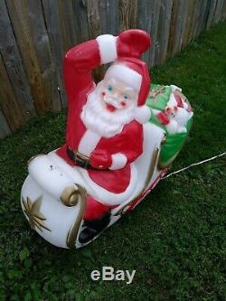 Christmas Empire Santa on Sleigh Noel Blow Mold VTG 1970 With One Cord Vintage