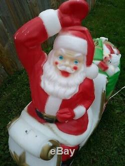 Christmas Empire Santa on Sleigh Noel Blow Mold VTG 1970 With One Cord Vintage