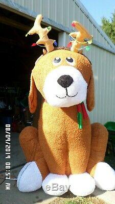 Christmas Fuzzy 8.5 Ft Brown Reindeer Dog Inflatable Airblown Yard Decoration