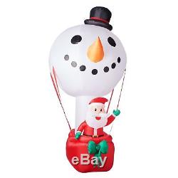 Christmas Holiday Time Inflatable Hot Air Balloon Snowman with Santa 12ft Tall