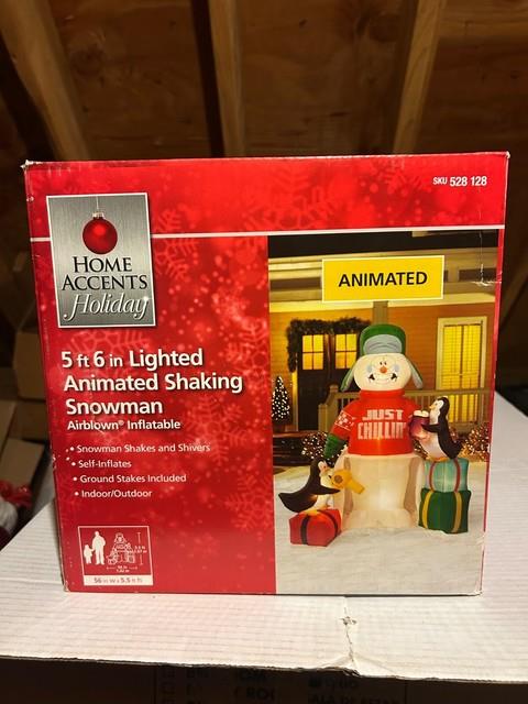 Christmas -home Accents 5 Ft 6 In Animated Shaking Snowman Inflatable