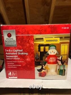 Christmas -Home Accents 5 ft 6 in Animated Shaking Snowman Inflatable