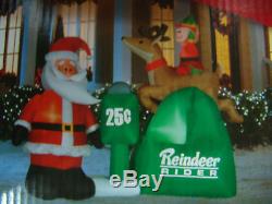 Christmas Huge 6.5 Long Santa & Elf On Reindeer Rider Airblown Inflatable