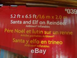 Christmas Huge 6.5 Long Santa & Elf On Reindeer Rider Airblown Inflatable