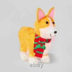 Christmas Incandescent Tinsel Corgi Dog Novelty Yard Sculpture with 50 Lights