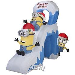 Christmas Inflatable 10' Minions Naughty Or Nice Slide With Kevin, Stuart & Bob