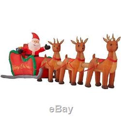 Christmas Inflatable 16 Colossal Santa Sleigh With Reindeer Yard Prop Decoration