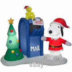 Christmas Inflatable 6.5 Ft PEANUTS SNOOPY AND WOODSTOCK MAILBOX Lighted Yard