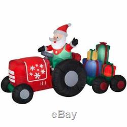 Christmas Inflatable 8.5 Ft SANTA ON TRACTOR PULLING PRESENTS Xmas Decor