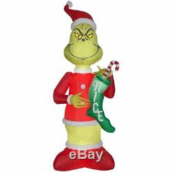 Christmas Inflatable 9 Ft GIANT GRINCH WITH NICE STOCKING Lighted Xmas Decor