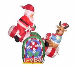 Christmas Inflatable Animated Santa Claus Reindeer Teeter Totter Yard Decoration