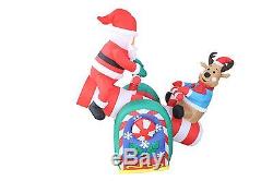 Christmas Inflatable Animated Santa Claus Reindeer Teeter Totter Yard Decoration