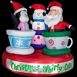 Christmas Inflatable Animated Santa, Penguin & Snowman Tea Cup Ride