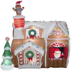 Christmas Inflatable Animated Santa in Gingerbread House Airblown By Gemmy
