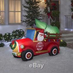 Christmas Inflatable Santa Tree Delivery Truck Airblown Yard Lawn Decoration NEW