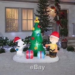 Christmas Inflatable Snoopy Charlie Peanuts Christmas Tree Scene 6ft NEW